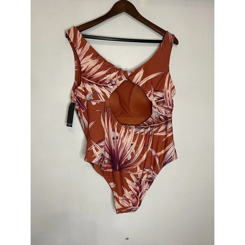 Palisades Beach Club Women's 20W One Piece Swimsuit Burnt Ochre Palm Desert NWT